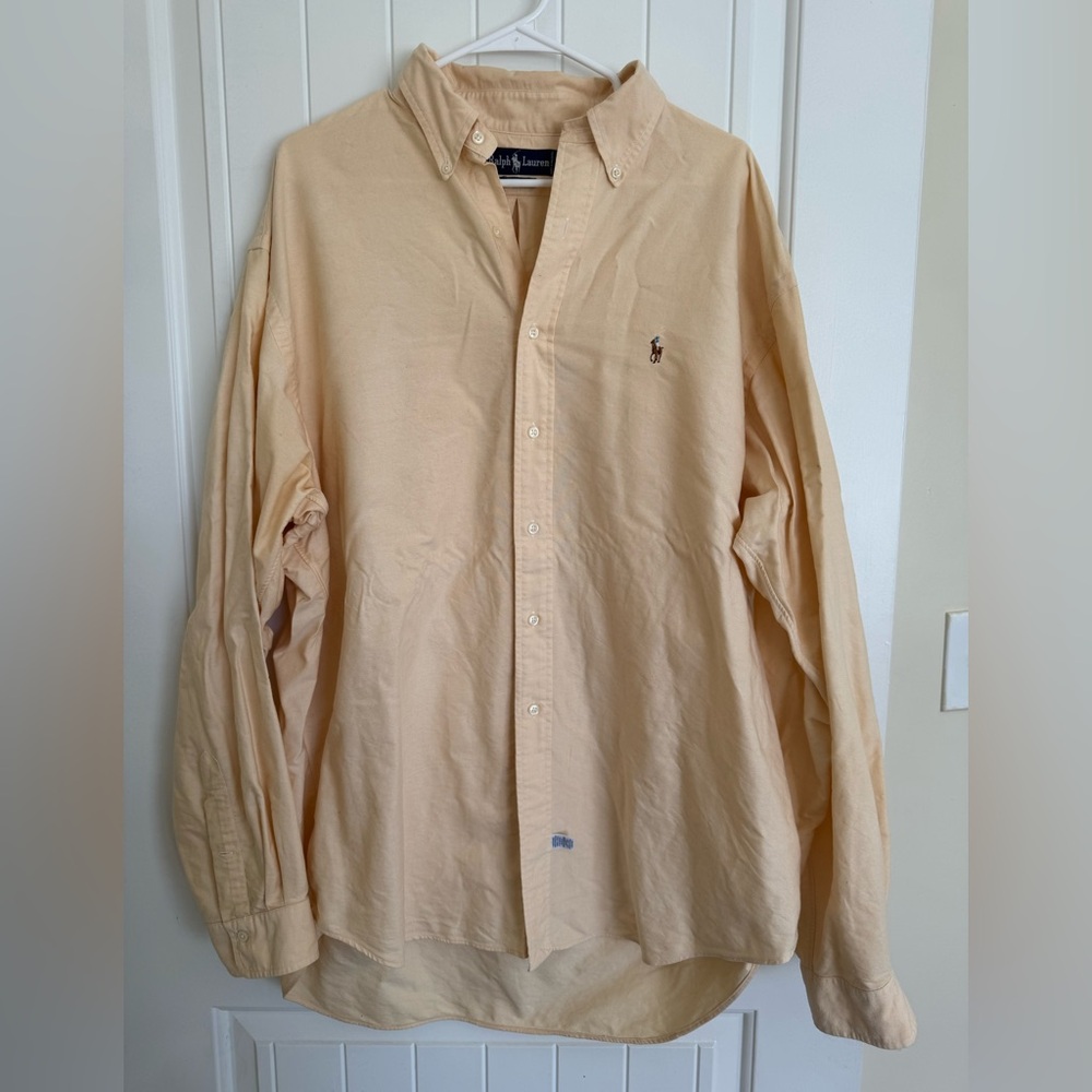 Ralph Lauren Pale Yellow Button Down Cotton Shirt